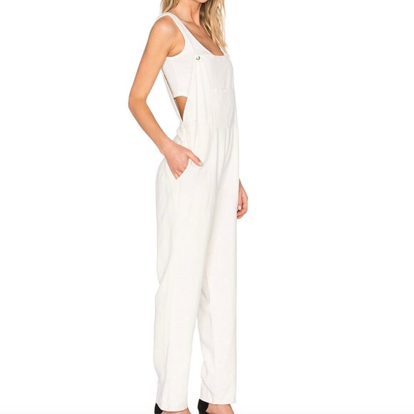 LACAUSA Silk Overalls in Natural, size M - Picture 1 of 8